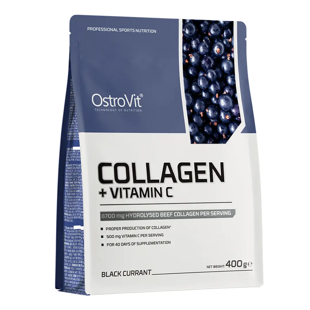 Colagen cu Vitamina C, aroma de coacaze negre, 400g, OstroVit