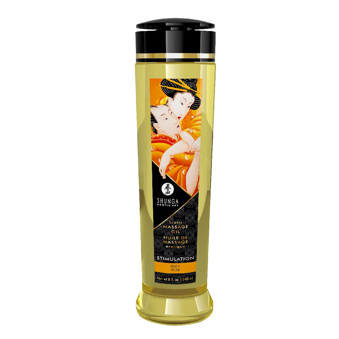 Ulei de masaj erotic Stimulation Peach, 240ml, Shunga Erotic Art