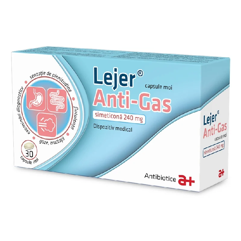 Lejer Anti-Gas, 240 mg, 30 capsule moi, Antibiotice SA