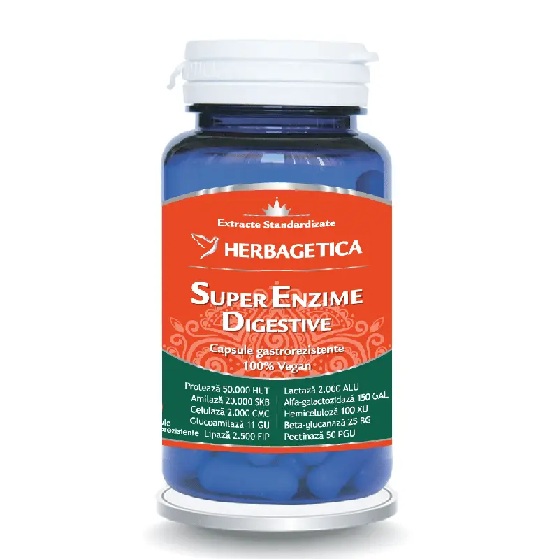 Super Enzime Digestive, 10 capsule, Herbagetica
