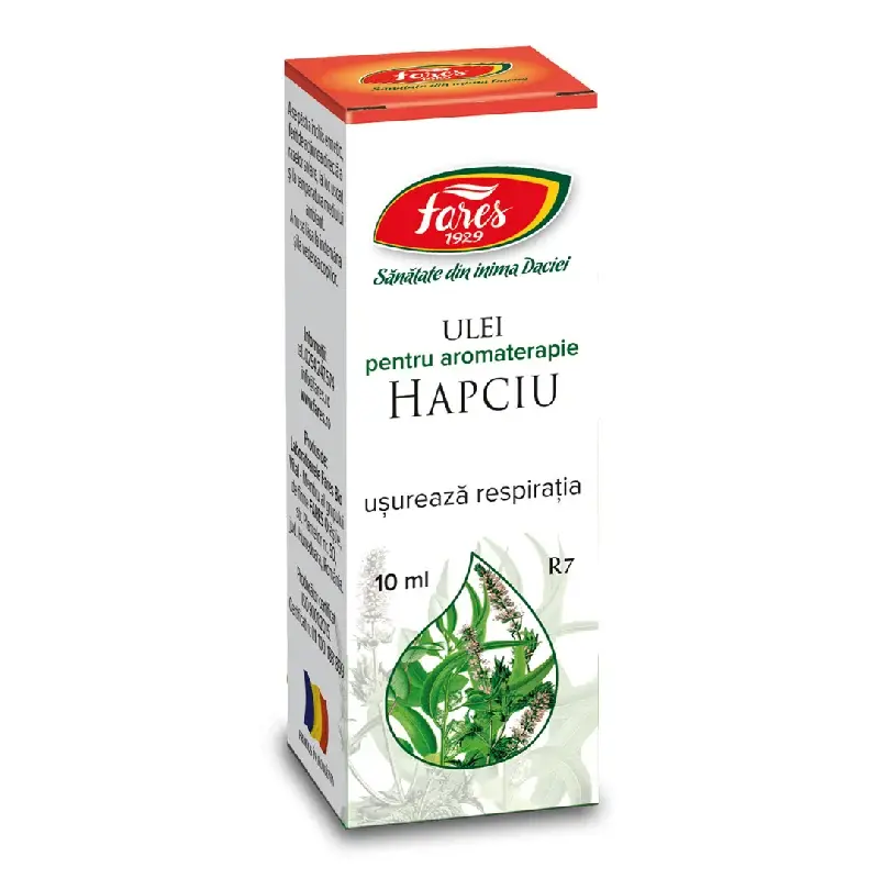 Ulei pentru aromoterapie Hapciu Usureaza Respiratia, R7, 10 ml, Fares