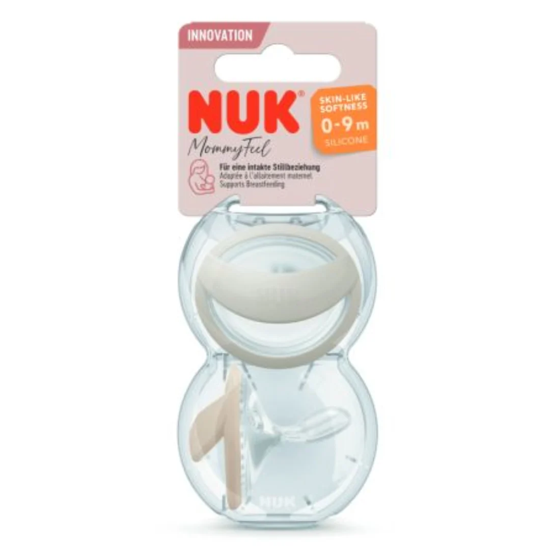 Set 2 suzete din silicon Mommy Feel, gri, 0-9 luni, Nuk