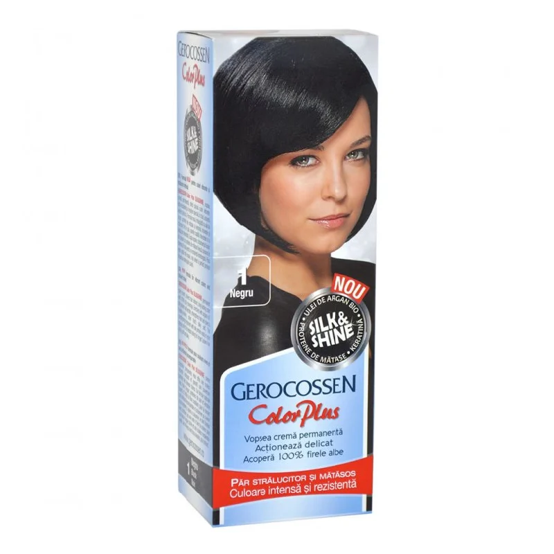 Vopsea de par Silk&Shine, 1 Negru, 50ml, Gerocossen