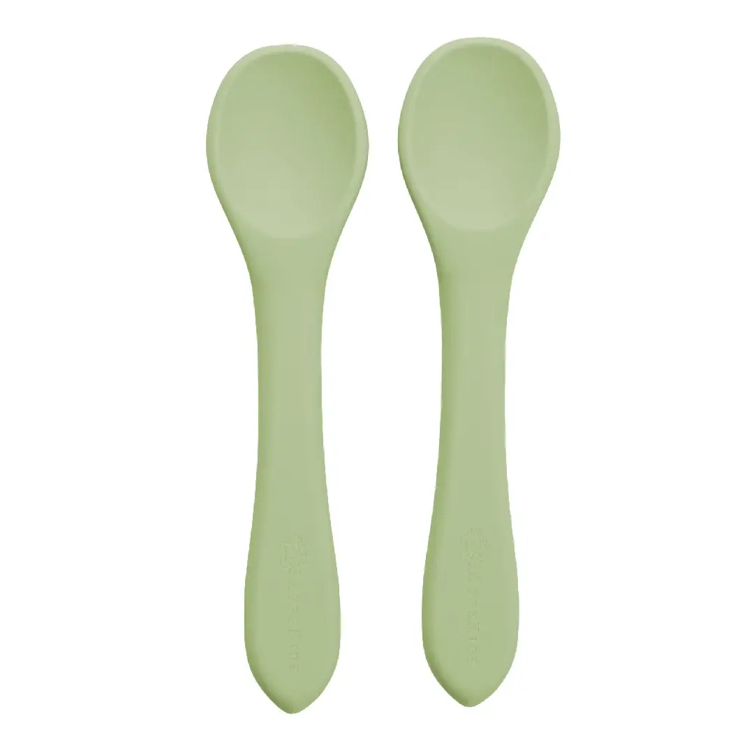Set Lingurite din silicon, 6 luni+, Raw Green, Appekids