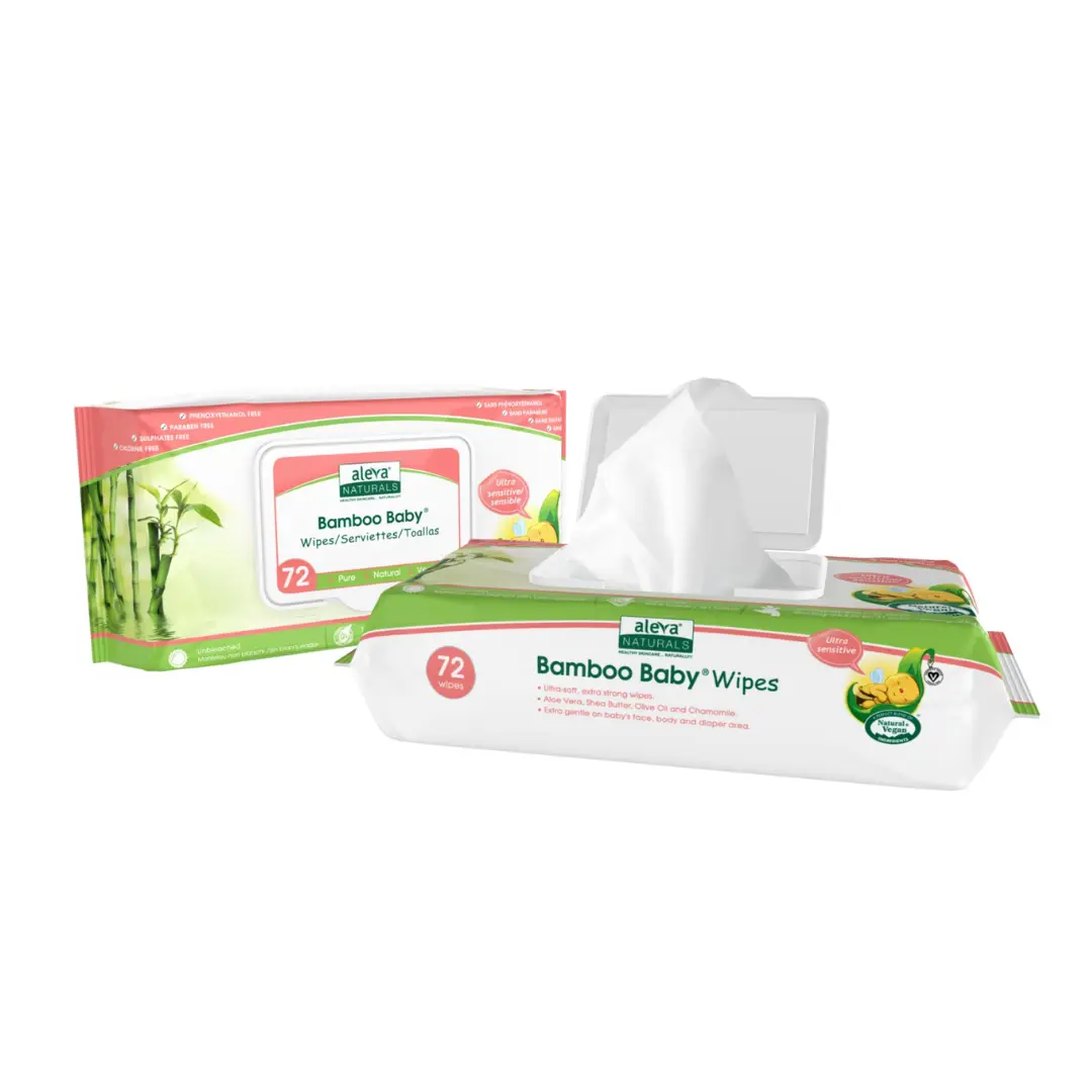 Servetele umede din fibre de bambus, 72 bucati, Aleva Naturals