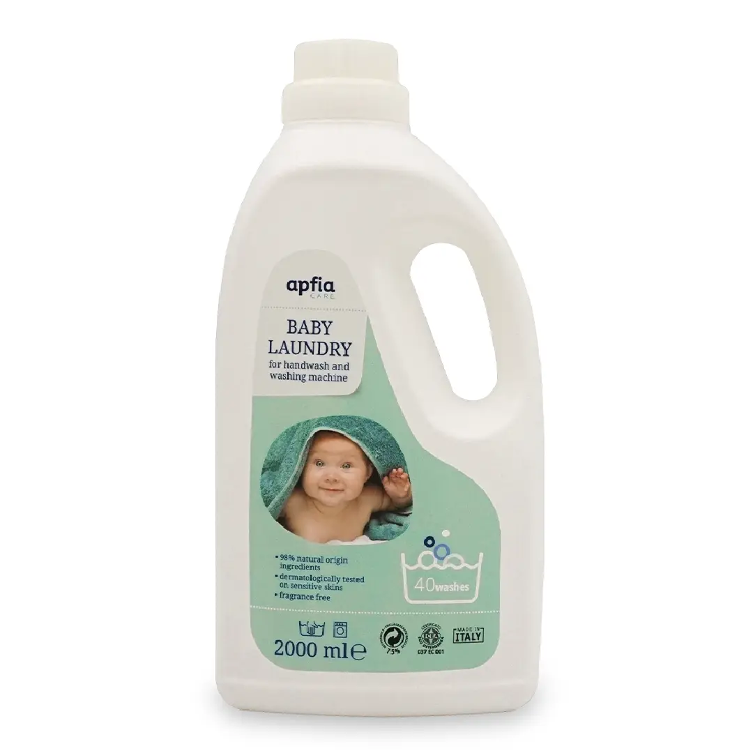 Detergent de rufe lichid Eco, pentru bebelusi, fara parfum, 40 spalari, 2L, Apfia Care