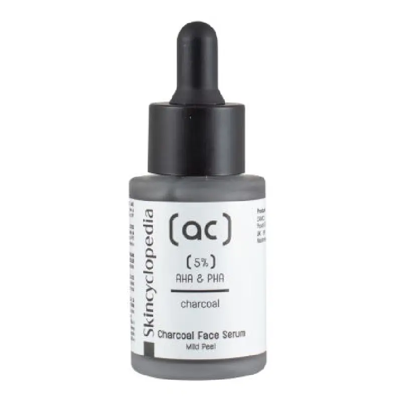 Serum facial exfoliant cu Carbune si Complex 5% AHA + PHA, 30ml, Skincyclopedia