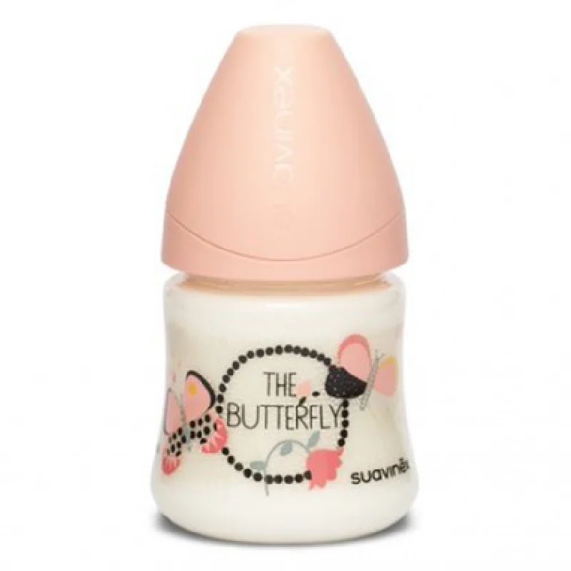 Biberon cu debit lent, fluture portocaliu, Fusion, 150 ml, Suavinex