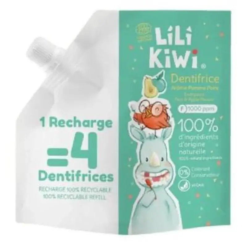 Rezerva Pasta de dinti pentru copii, 3-12 ani, Mar si para, 120 ml, Lilikiwi