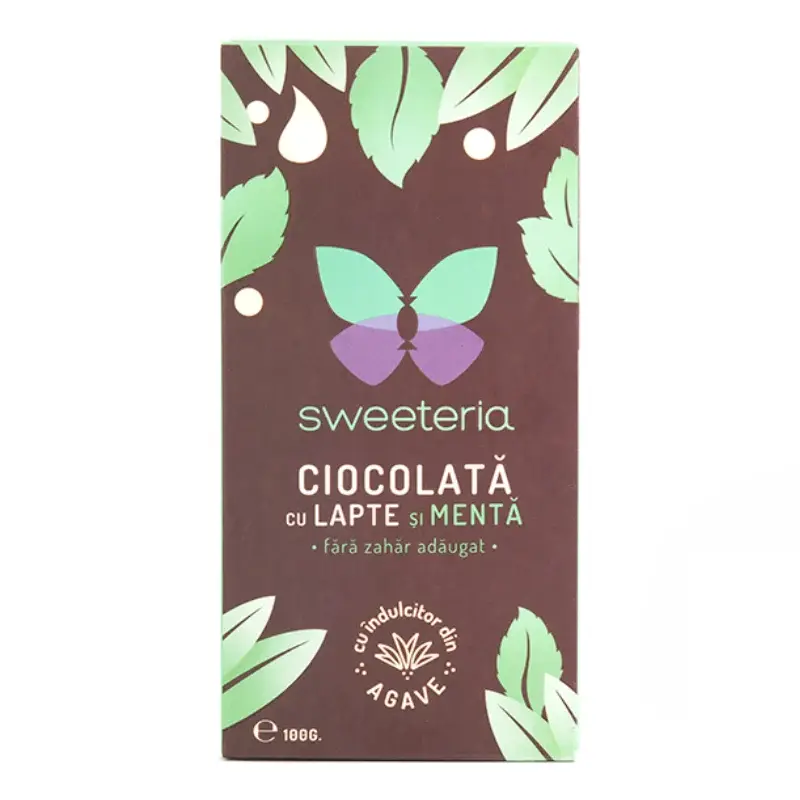 Ciocolata cu lapte si menta, 100 g, Sweeteria