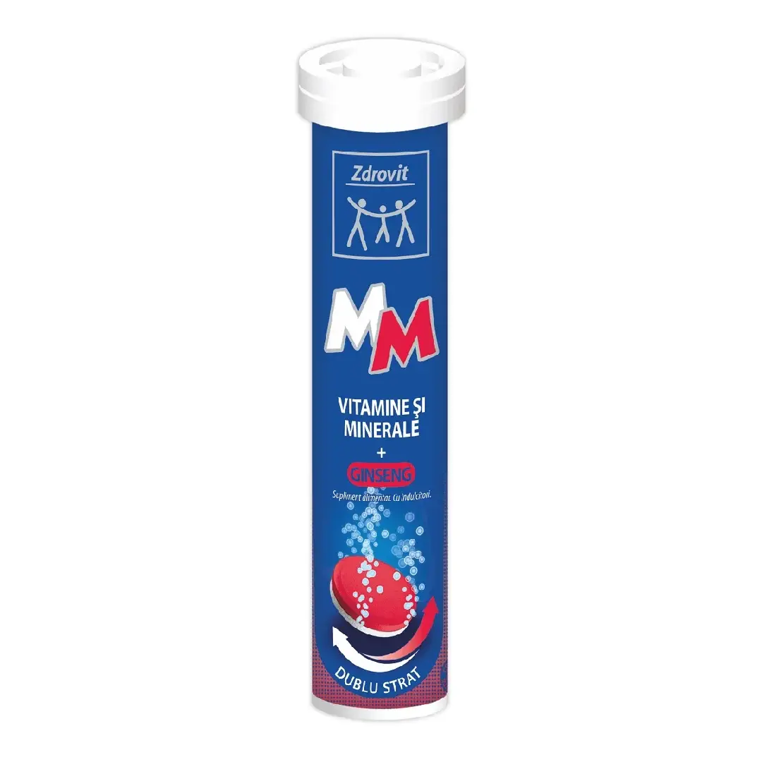 Vitamine si minerale + Ginseng, 24 comprimate efervescente, Zdrovit