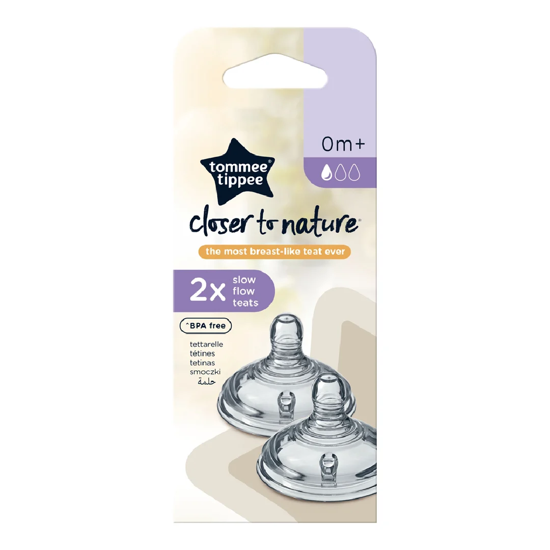 Tetina din silicon anti-colici flux lent, +0 luni, 2 bucati, Tommee Tippee