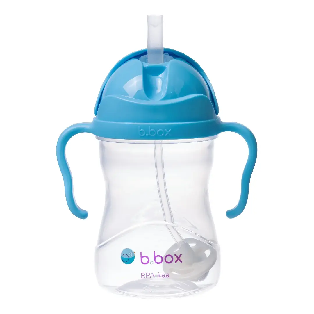 Cana cu pai, 6 luni+, Albastru, 240 ml, B.Box
