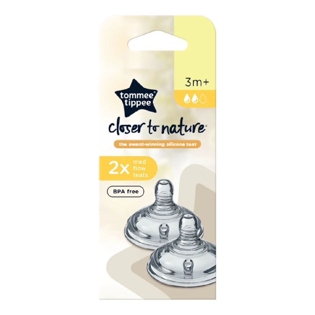 Tetina din silicon anti-colici flux mediu, 3 luni+, 2 bucati, Tommee Tippee