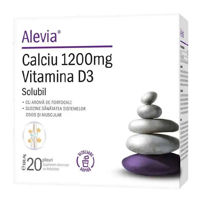 Calciu 1200mg Vitamina D3, 20 plicuri, Alevia