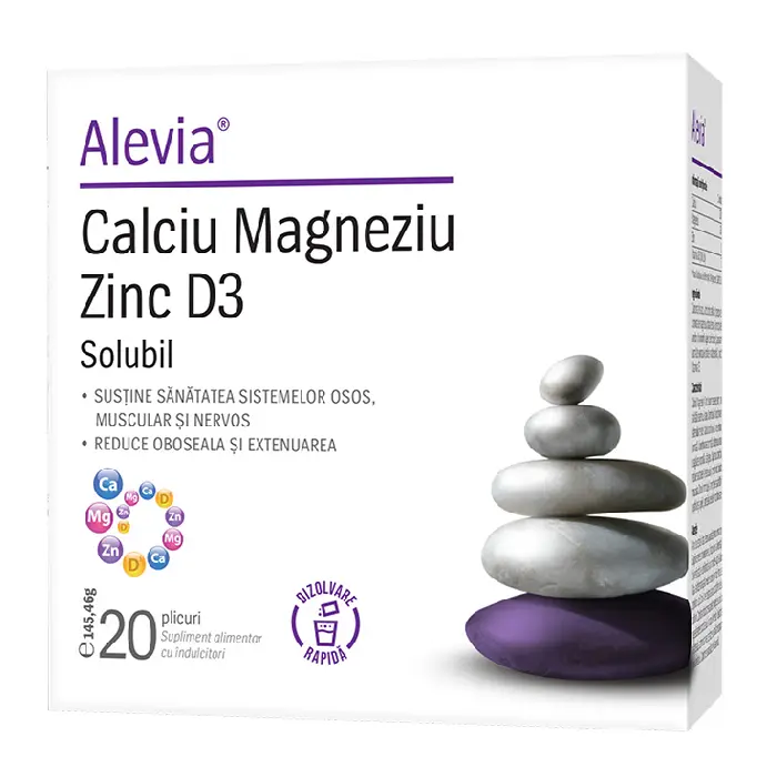 Calciu Magneziu Zinc, 20 plicuri, Alevia