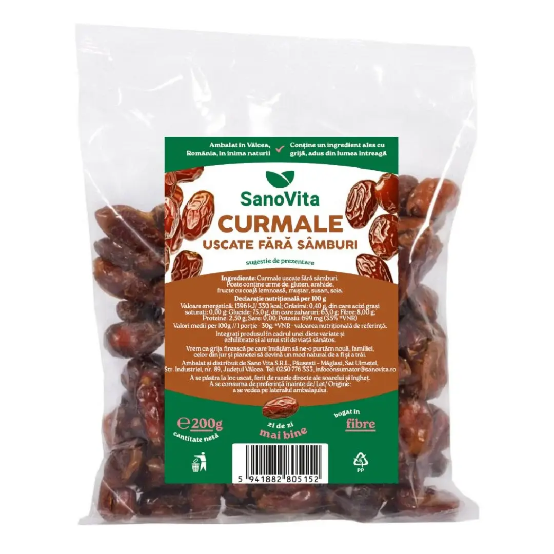 Curmale fara samburi, 200 g, Sanovita