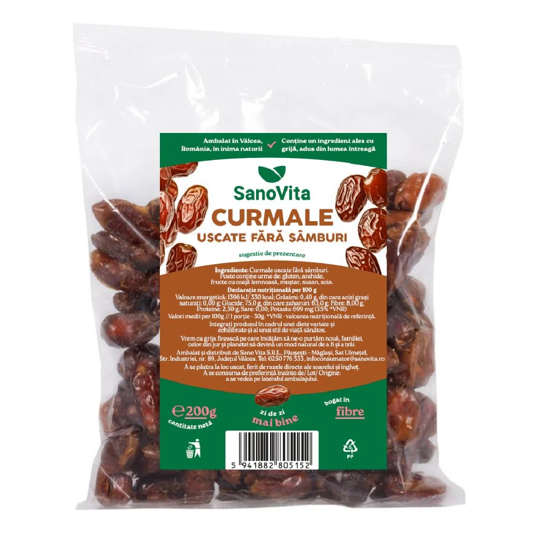 Curmale fara samburi, 200 g, Sanovita