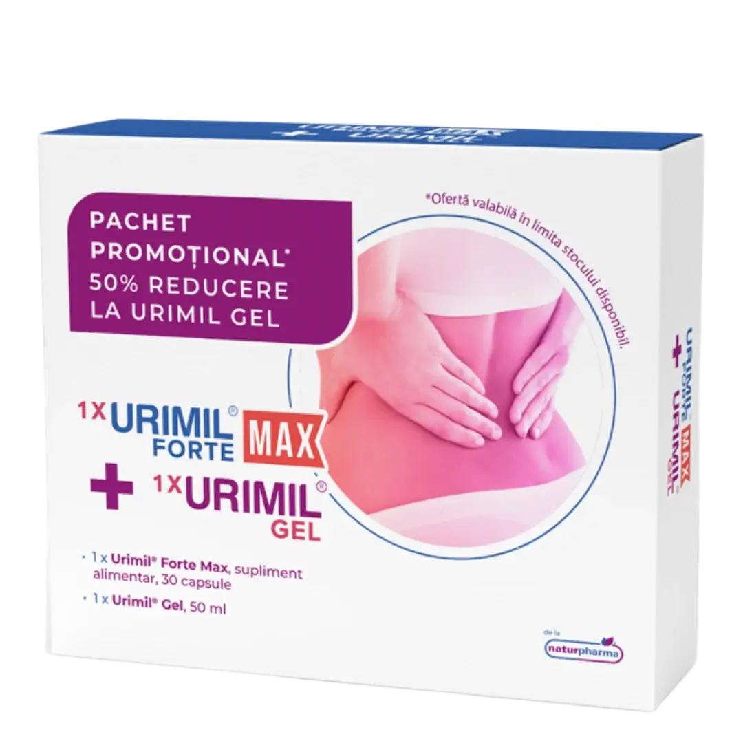 Pachet Urimil Forte Max, 30 capsule si Gel Urimil 50 ml, NaturPharma