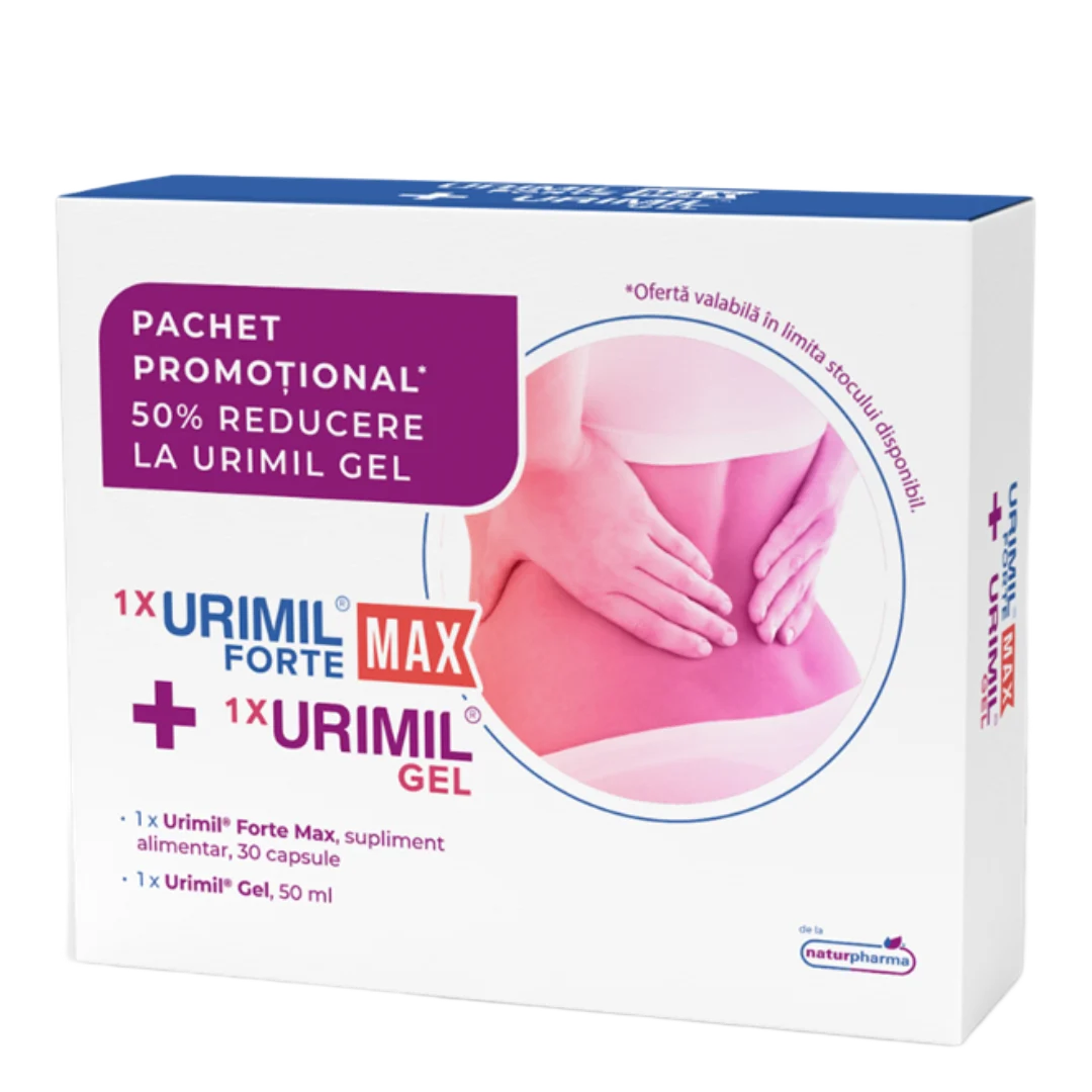 Pachet Urimil Forte Max, 30 capsule si Gel Urimil 50 ml, NaturPharma