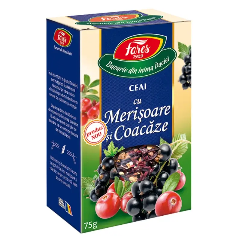 Ceai cu merisoare si coacaze, 75 g, Fares