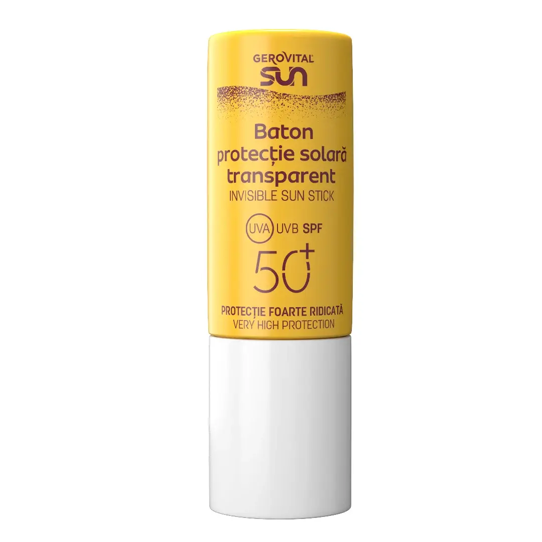 Baton protectie solara transparent SPF50+ Sun, 12 ml, Gerovital