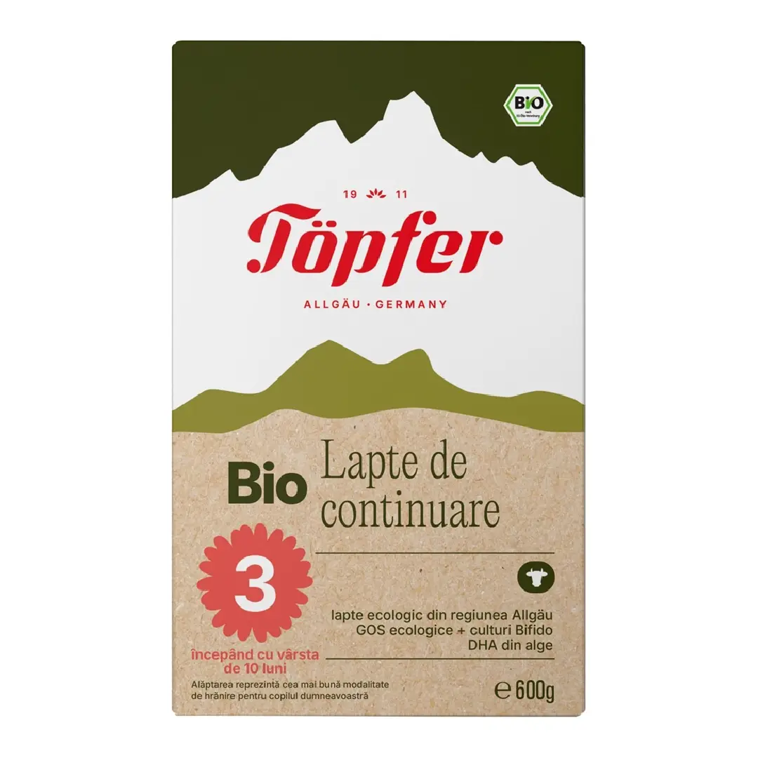 Formula lapte de continuare Bio 3, 10+ luni, 600 g, Topfer