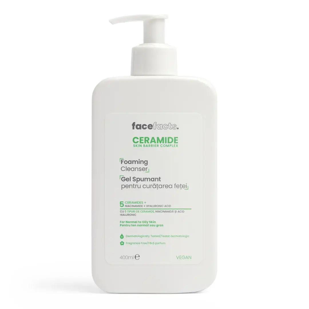 Gel spumant pentru curatarea fetei Ceramide, 400ml, Face Facts