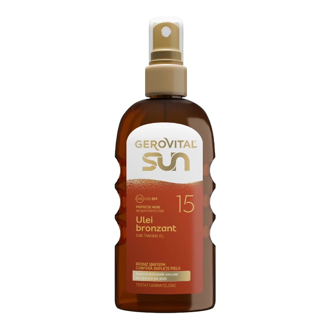 Ulei bronzant pentru plaja SPF15 Sun, 150 ml, Gerovital