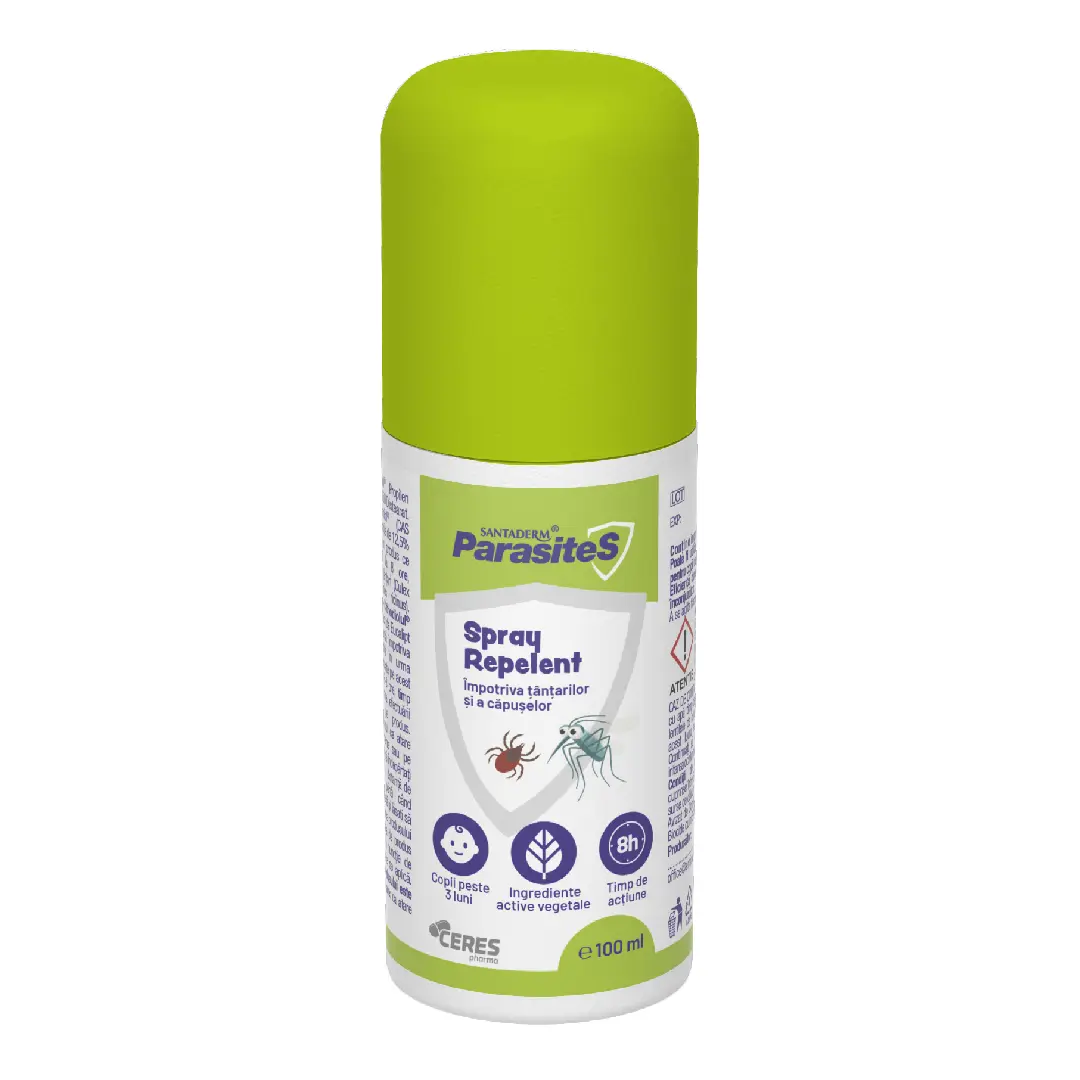 Spray repelent tantari si capuse Parasites Santaderm, 100 ml, Viva Pharma