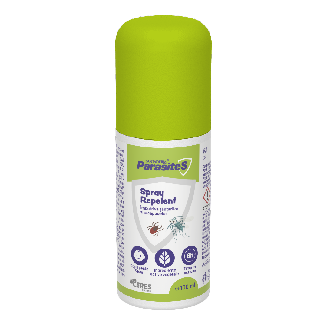 Spray repelent tantari si capuse Parasites Santaderm, 100 ml, Viva Pharma