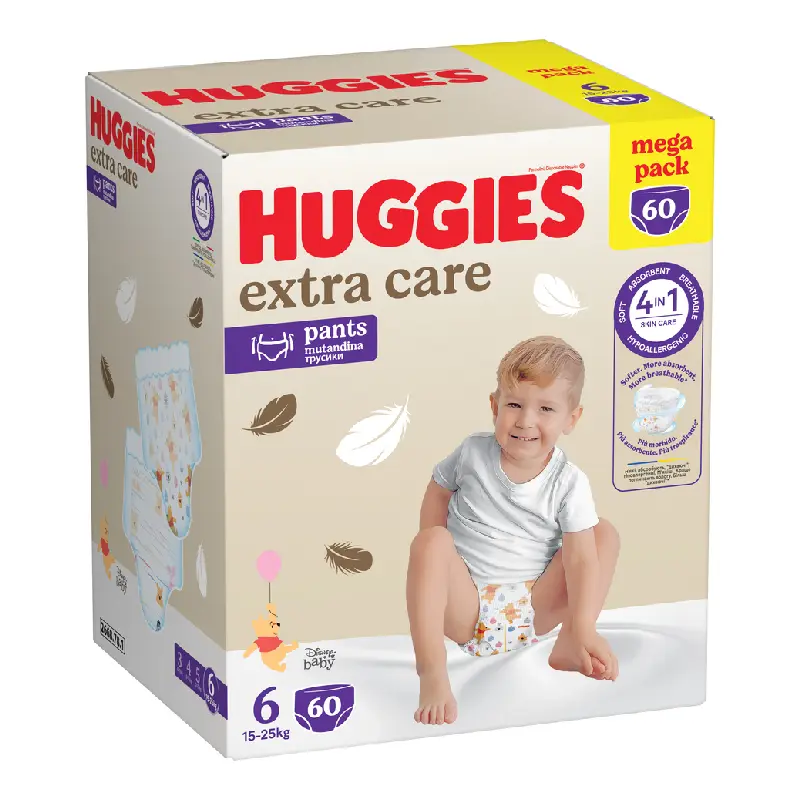 Scutece chilotel Extra Care Pants Nr.6, 15-25 kg, 60 bucati, Huggies