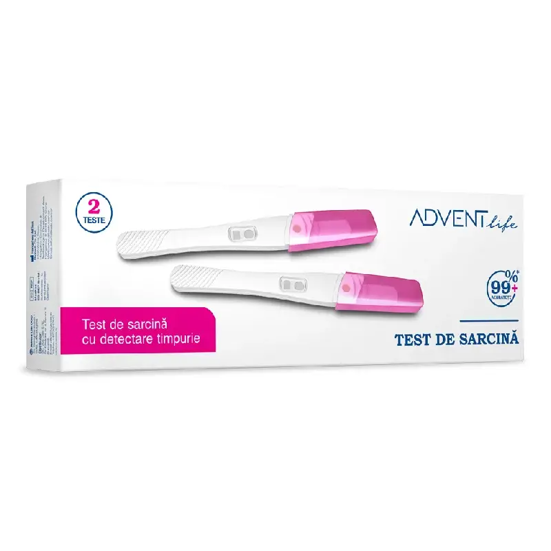 Test de sarcina detectare timpurie tip stilou, 2 bucati, Advent Life