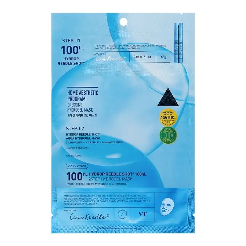 Masca de fata Hydrop Reedle Shot 100hL 2 Step Hydrogel,  1.5g + 33g, VT Cosmetics