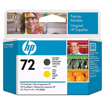 Cap printare HP  72 (Negru mat / Galben)