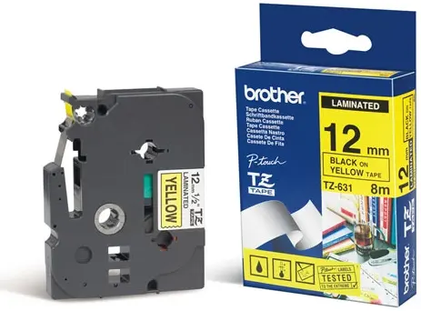 Banda laminata Brother 12mm TZ631 (Negru/Galben)