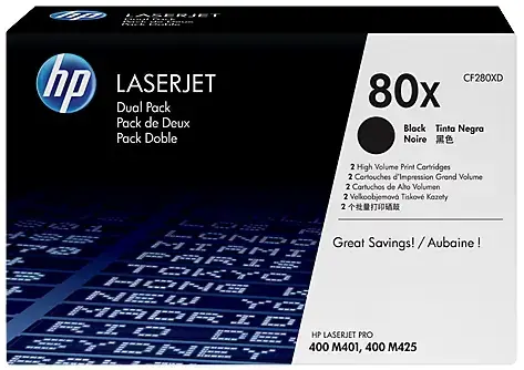 Toner HP 80X (Negru - de mare capacitate) - Pachet dublu
