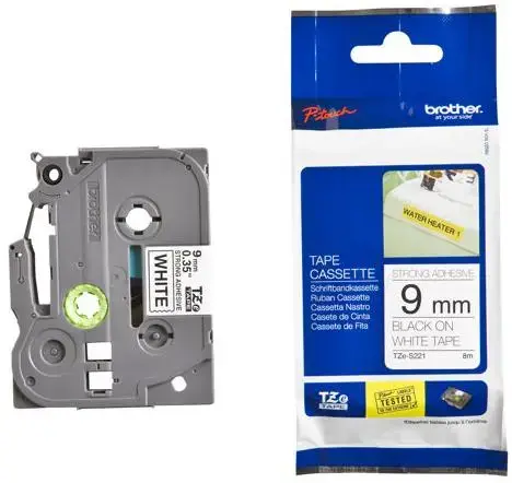 Banda laminata adeziva Brother TZES221 9mm/8m (Negru/Alb)