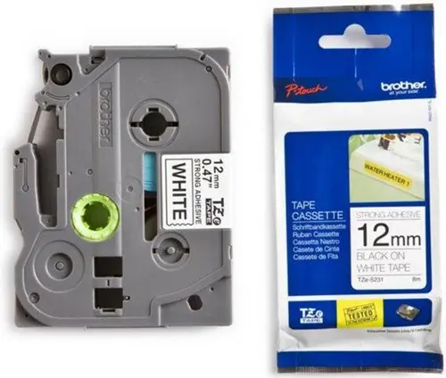 Banda laminata adeziva Brother TZES231 12mm/8m (Negru/Alb)