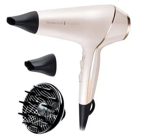 Uscator de par Remington PROluxe AC9140, 2400 W, Motor AC, 3 trepte temperatura, 2 viteze, Jet de aer rece, 2 concentratoare, Difuzor (Alb)
