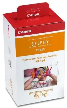 Set Cartus Canon RP-108 Ribon + set hartie pentru Canon Selphy CP910, CP1000, CP1200