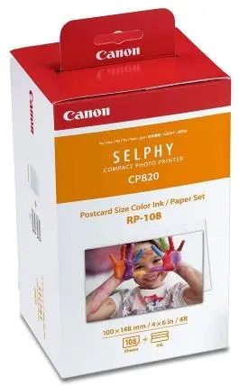 Set Cartus Canon RP-108 Ribon + set hartie pentru Canon Selphy CP910, CP1000, CP1200
