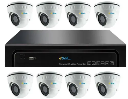 Kit Supraveghere Video Esol EN208-8(D)20, NVR 8 canale + 8 Camere Video