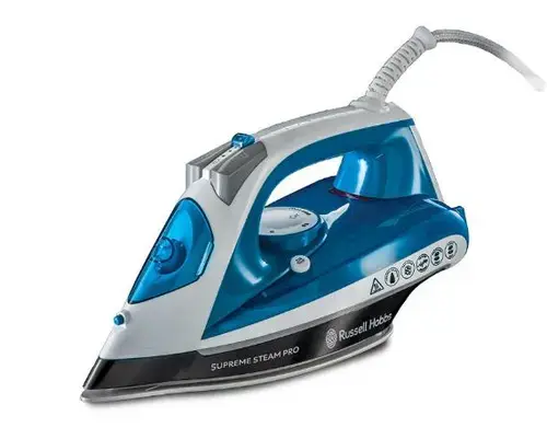 Fier de calcat Russell Hobbs 23971-56, Talpa ceramica, 2600 W, 0.31 L, 145 g/min (Alb/Albastru)
