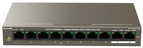 Switch Tenda TEF1110P-8-102W, 8 Porturi, PoE