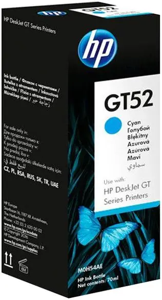 Cartus cerneala HP GT52 M0H54AE, acoperire 8000 pagini, 70ml (Cyan)