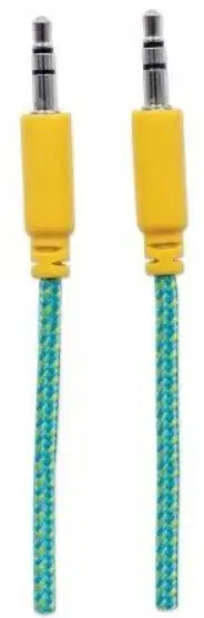 Cablu Audio Manhattan MHT394079, Jack 3.5mm - Jack 3.5mm, 1 m (Galbe/Albastru)