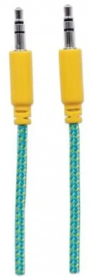 Cablu Audio Manhattan MHT394079, Jack 3.5mm - Jack 3.5mm, 1 m (Galbe/Albastru)