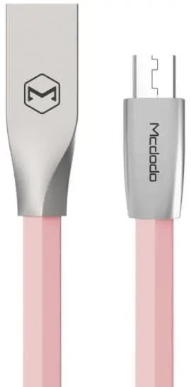 Cablu de date Mcdodo Zn-Link, MicroUSB, 1.5m, 2.4A max (Argintiu/Roz)