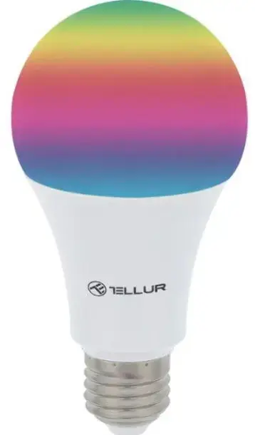 Bec inteligent LED Tellur TLL331011, WiFi, E27, 10W, 1000lm, Lumina Alba/Calda/RGB, Reglabil (Alb)